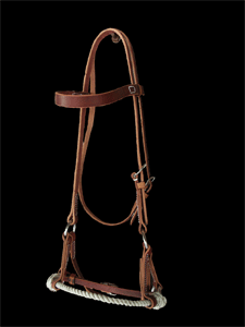 Sidepull w/ Harness Leather Headstall and Single Rope Noseband